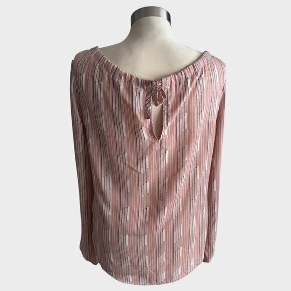 Allison Joy XS 100% Polyester Pink Striped Blouse - Picture 4 of 8